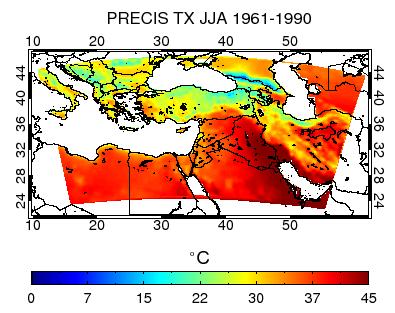WINTER: TX approximates 10 o C in the north, while it reaches 25 o C in North Africa and the Arabian Peninsula.