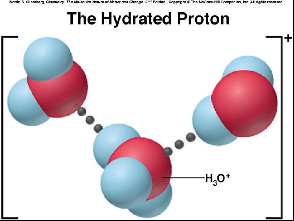 H 3 O + is called the hydronium ion Strong and Weak Acids Strong acids (think strong electrolyte ) undergo complete ionization. For HCl, essentially all the HCl molecules split up into ions.