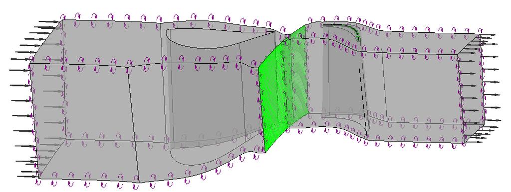 5.1.4 Interfaces Since only one passage of the turbine is modeled, periodic boundaries are used for the vane and the blade passages on circumferential direction, using the rotational periodicity