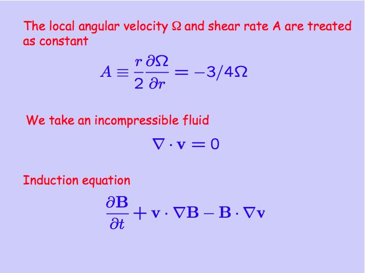 The local angular velocity and shear rate A are treated