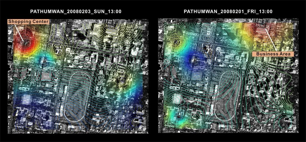 mobile density could reflect the real world daily activities, we capture Pathumwan area.