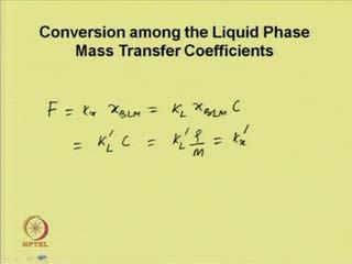 Now, the conversion among the gas phase mass transfer coefficients.