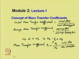(Refer Slide Time: 06:21) Local mass transfer coefficient, we can write local flux divided by local driving force.