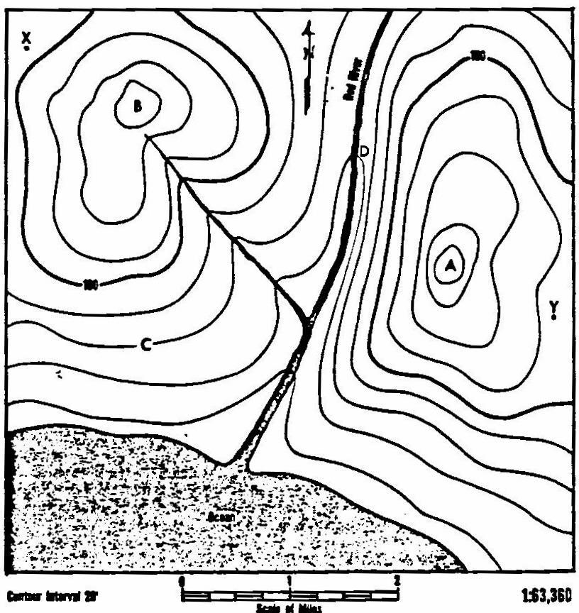 Name: Red River Contours Period: 100 100 Ocean 1. What is the contour interval of this map? 2. Number all the contour lines. 3. What is the scale of miles of this map? 4.