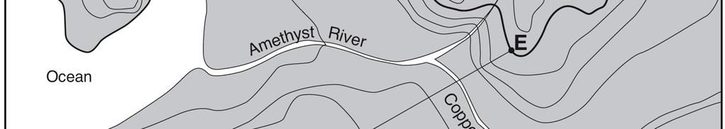What direction is Copper Creek flowing? 4. What is the elevation of point A? 5.
