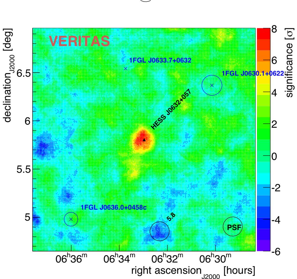 TeV Variability 30 h in Dec 2006 - Jan 2009: not detected by VERITAS (ApJ 687 L94 (2009)) Excluded with ~4σ confidence that HESS J0632+057 is a steady gamma-ray emitter H.E.S.S./VERITAS campaign in 2009/2010 (publication in prep) 8h in Oct 2009: no detection (UL~1.
