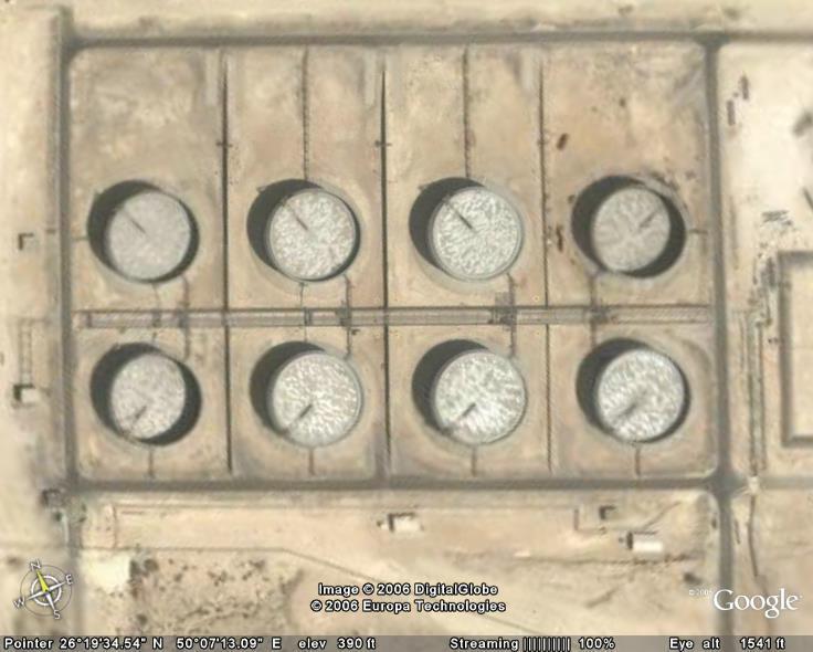 Figure 1: Aerial View of Tanks Before Aluminum Dome Installation Temperature probes were located at the following elevations above the tank bottom (at approximately 8.