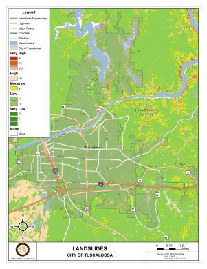 4.5.7 Landslides Impacts include loss of life, damage to buildings, lost productivity, disruption in utilities and transportation systems, and reduced property values Tuscaloosa County lies in an