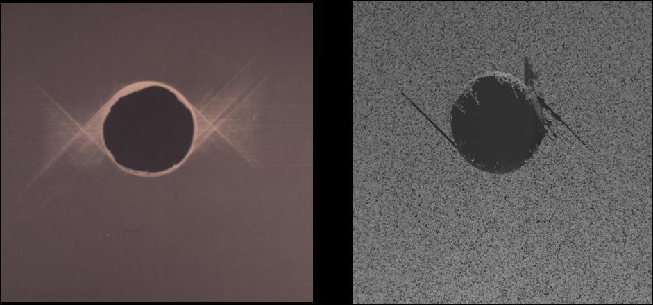 Figure 41. Subsurface (X-Ray) and Surface (DIC) Images just before Ultimate Failure Tests revealed that matrix cracking starts to occur in 90 deg. plies around 4000 lbs tensile load.
