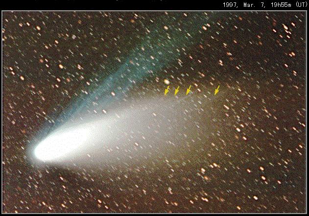 Dust tail: points back along the comet path Ion Tail: electrically charged particles which