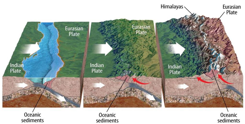 The plates beneath India and Asia started colliding almost 50 million years ago.
