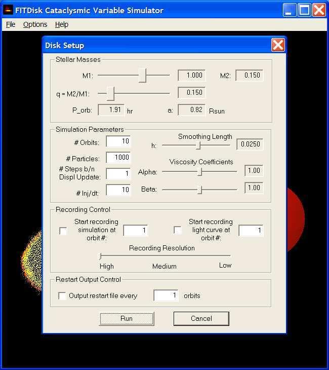 9 Fig. 2. The Graphical User Interface for starting a new disk.