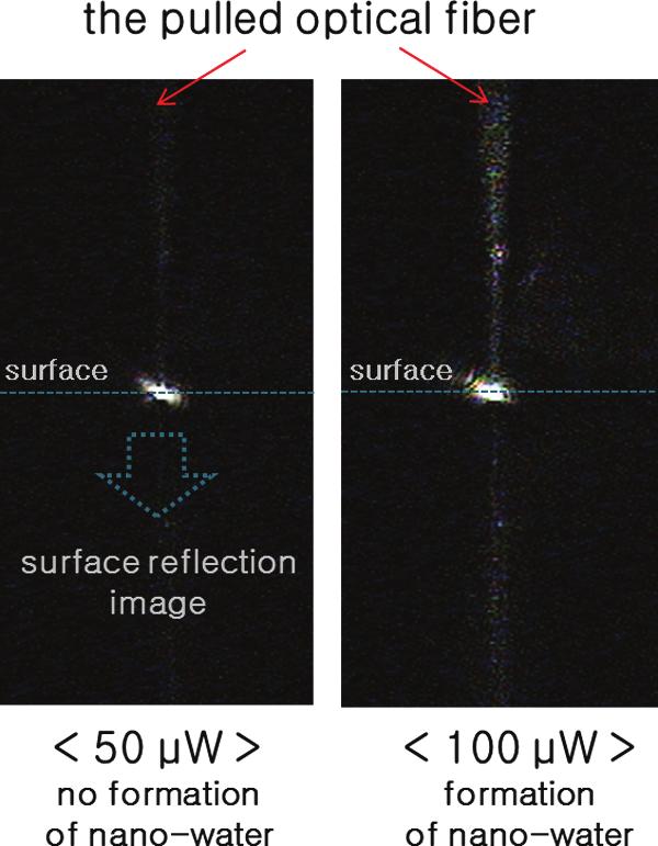 Enhanced Formation of a Confined Nano-Water Meniscus Using a 780 nm Laser with a QTF-AFM lasing spot surface QTF dithering amplitude [nm] 0.60 0.55 0.50 0.