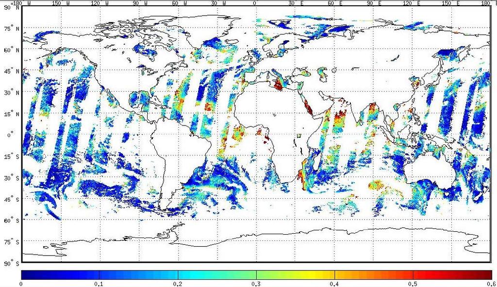 PMAp Daily coverage example PMAp-derived AOD values from both Metop- A and B platform