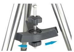 Slide tripod support spreader onto the bottom of bolt. Position the three edges to fit against the three tripod legs.