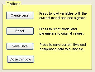 with all of the selections returned to the preset values. The user should press Save Data when the desired model is obtained. This will create a.