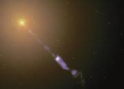 The type of emission that comes from these regions indicates that the gas is ionized, and that electrons in the gas jets are traveling nearly at the speed of light.
