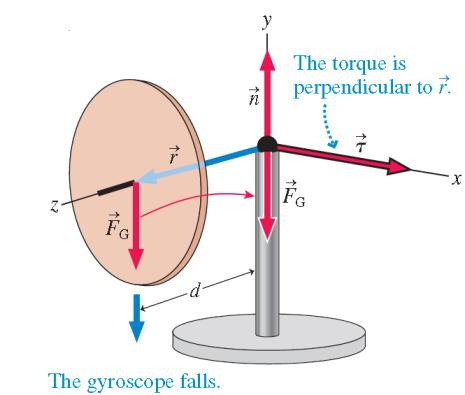Gravity on a Nonspinning Gyroscope Shown is a nonspinning gyroscope.