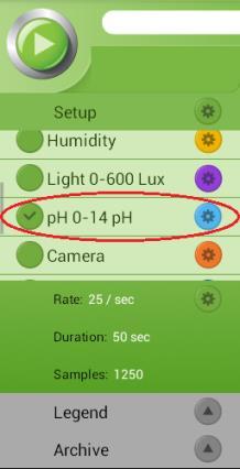Make sure the icon next to the sensor is checked ( ) to enable it for logging 1.