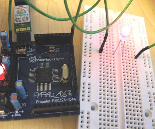 Step : Run this test code that blinks the LED on I/O pin P to confirm operation. Change the Pin constant and circuit to test the rest of the I/O pins.