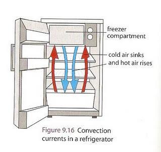 Case Study: Convection in a Refridgerator Freezers are generally located on the top of the fridge.