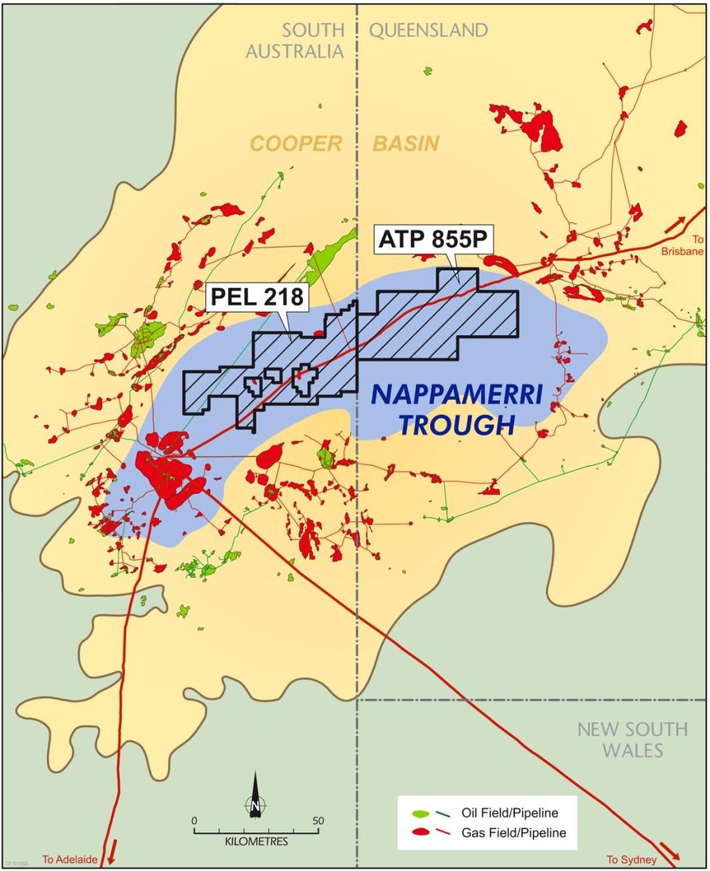Nappamerri Trough: Potential gas in place greater than 200 Tcf Extensive and thick shale packages Similar properties to the best US shale plays Nappamerri Trough total