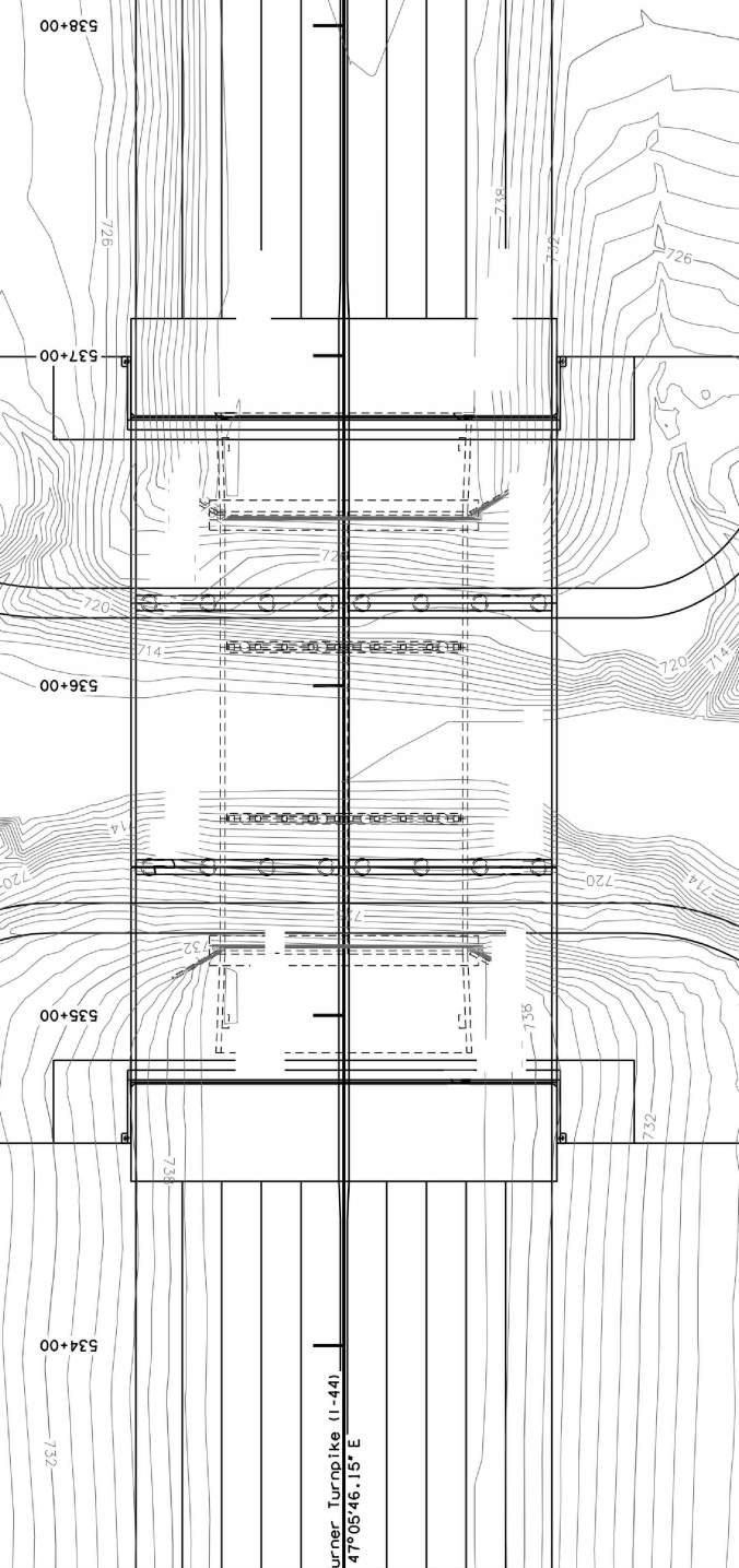 BASE DRAWING PROVIDED BY GARVER BORING STATION OFFSET ELEV. (FT) A-1 534+81 35' RT 740.2 A-2 534+72 29' LT 740.4 A-3 535+50 43' RT 717.3 A-4 535+52 42' LT 715.8 A-5 536+21 66' RT 720.