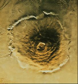 spread on as on Earth A few large Volcanoes Olympus Mons 24 km high