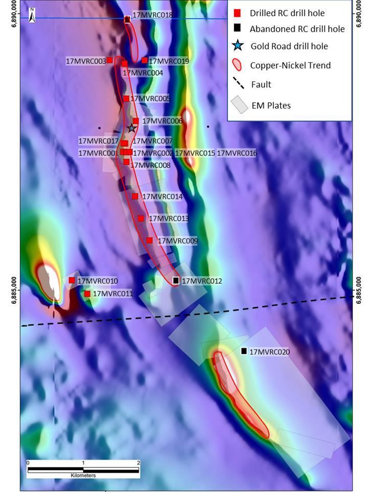 Yamarna Mt Venn Project Phase 1 RC drilling 20 hole reconnaissance RC drilling program was completed in mid-november Drilling intersected broad zones of shallow copper-nickelcobalt mineralisation