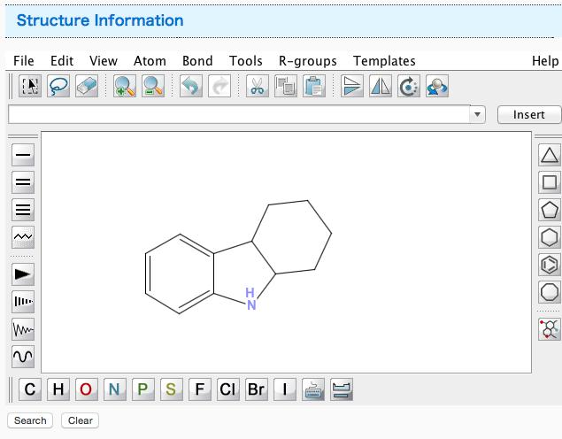 Structure Search A partial structure is used as a query. The free Java applet JChempaint and pgchem::tigress are used for structure drawing and structure search respectively.
