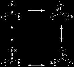Resonance structures of BF 3 Remember that none of these is a real picture of BF 3, but the real picture is a hybrid of all of these. (BO=1.