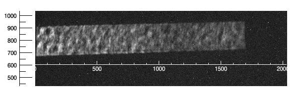 Figure 6: Image at 20 ns after its launching of a shock located close to the middle of the picture ( x ~1000-1300 pixels). The delay between XRL and AUX is set to 20 ns.