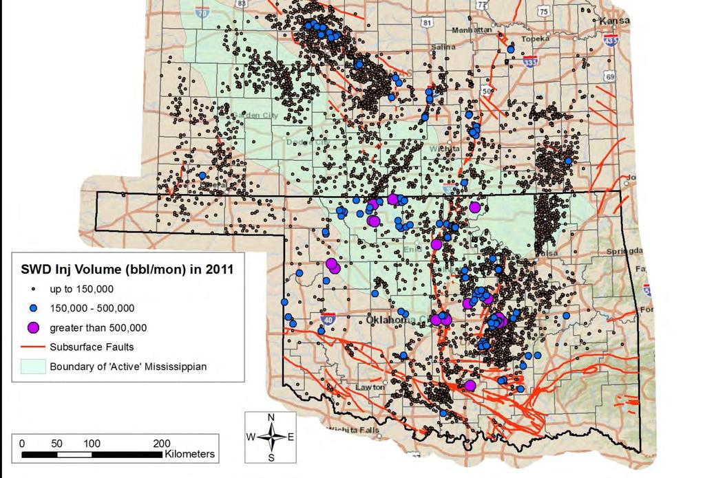 Disposal wells in Oklahoma It is very hard to find an earthquake that is not near an