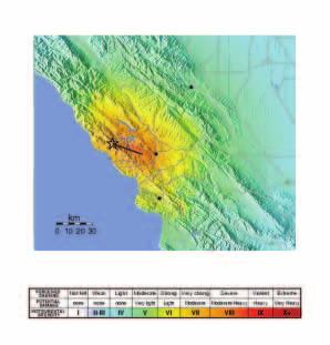 Effects of Shaking Earthquake intensity values vary and are based on the effects of ground shaking. They depend on the distance from the epicenter and the local geology.