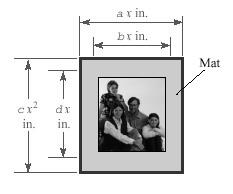 60. The dimensions of a family portrait and the frame in which it is mounted are given in the illustration below, where a = 6, b