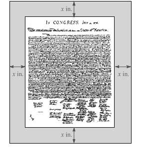 2. A replica of the Declaration of Independence is to be mounted on cardboard, as shown in the illustration.