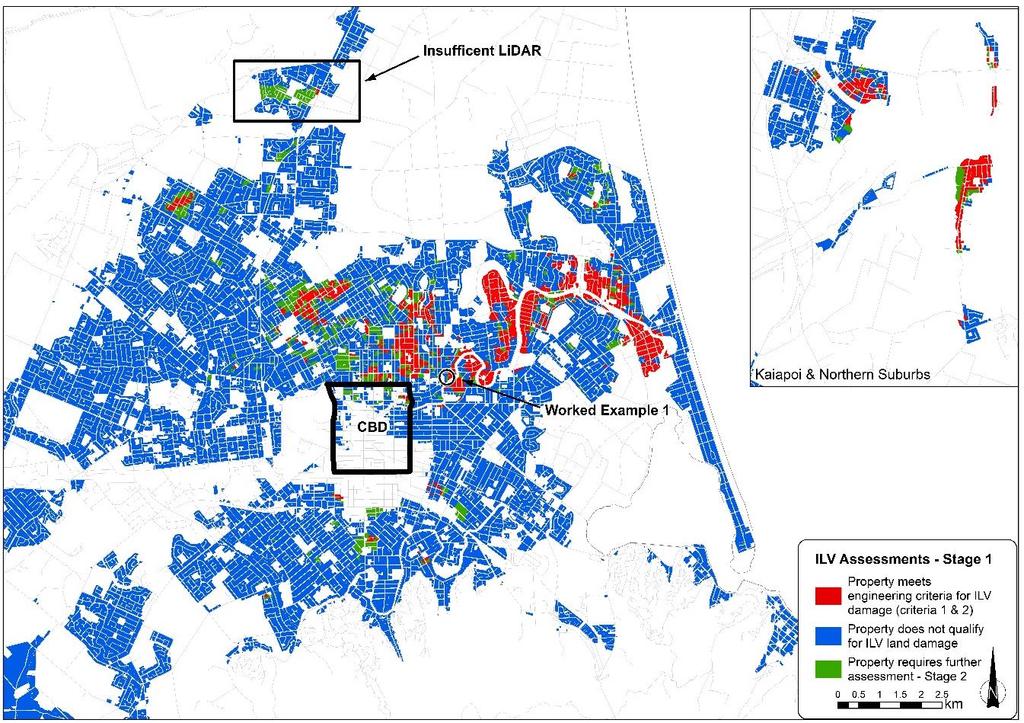 118 Figure 9.5: ILV assessment results after the completion of Stage 1 and worked example location. Note the white areas on the map represent the non-urban and non-residential land in Christchurch.