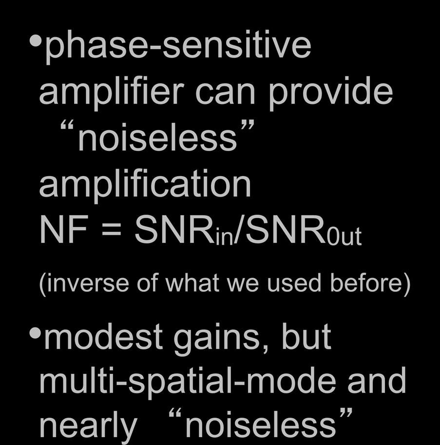 PSA noise figure measurement phase-sensitive amplifier can provide noiseless amplification NF = SNRin/SNR0ut (inverse of what we used
