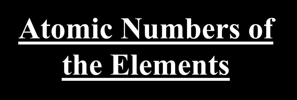 Atomic Numbers