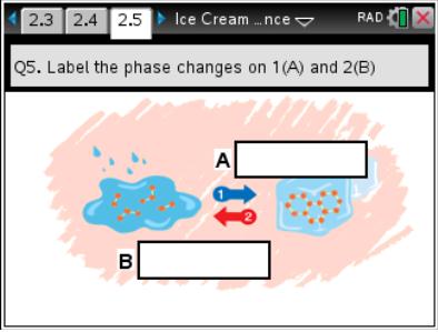 Q5. Label the phase changes on 1(A) and 2(B). A. Freezing B. Melting Q6.
