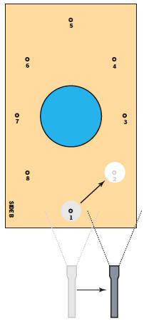 7) Move the sphere to rod #2.
