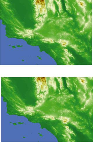 Figure. (a) Community Motion Map version (CMM ). Velocities are in fixed North America reference frame. Some major faults shown in red. (b) White lines delineate block boundaries.