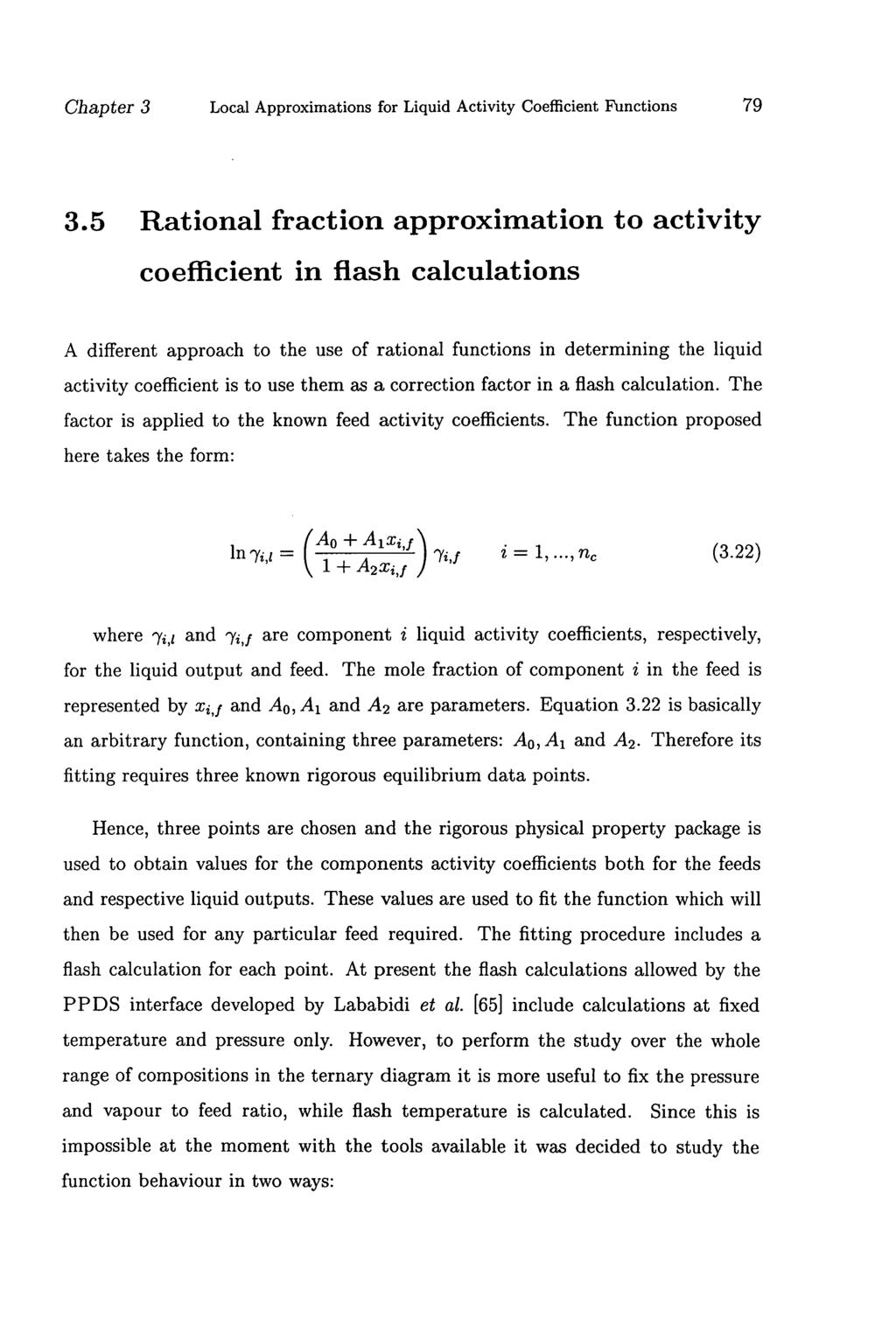 Chapter 3 Local Approximations for Liquid Activity Coefficient Functions 79 3.