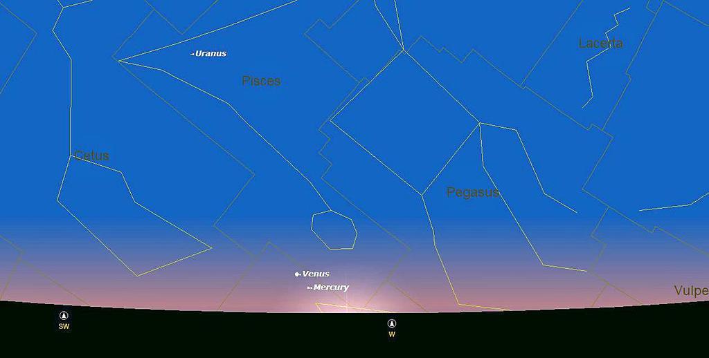 planet Venus which will be in the constellation of Capricorn. It is very close to the circlet asterism which is the head of the fish in the constellation of Pisces.