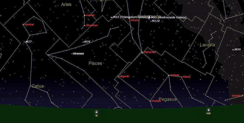 If you wait a little longer until after Venus and Mercury have set, you will be able to observe the Andromeda constellation just above Pegasus and also search for the famous Andromeda galaxy.