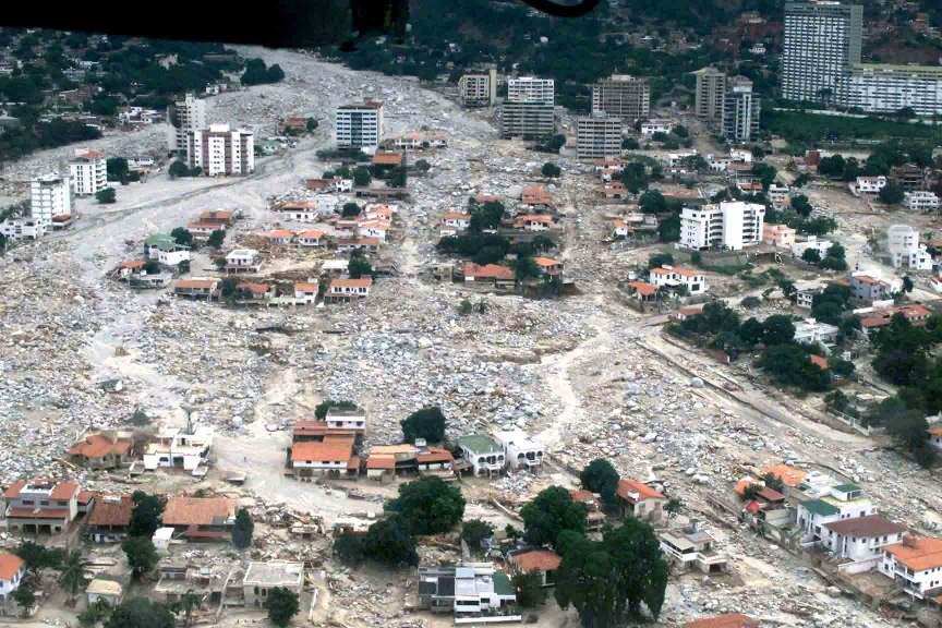 December 1999 debris-flow damage to the city of Caraballeda, north coast of