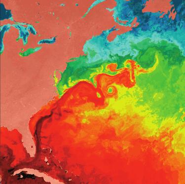 88 CHAPTER 8: Ocean Circulation FIGURE 8-5 This image of the northwestern Atlantic Ocean shows data obtained from a satellite-mounted instrument called the Coastal Zone Color Scanner, which measures