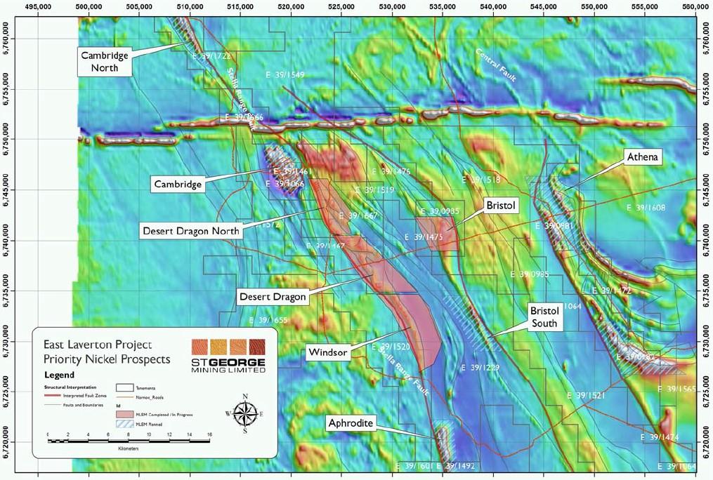 East Laverton (100% St George) Background and Geology The East Laverton Project covers favourable greenstone geology, prospective for nickel sulphide, gold and VMS deposits.