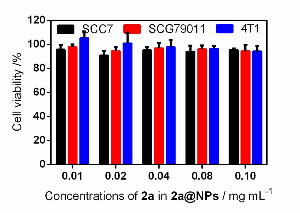 fig. S11. The cytotoxicity of the 2a@NPs was measured in vitro without laser irradiation.