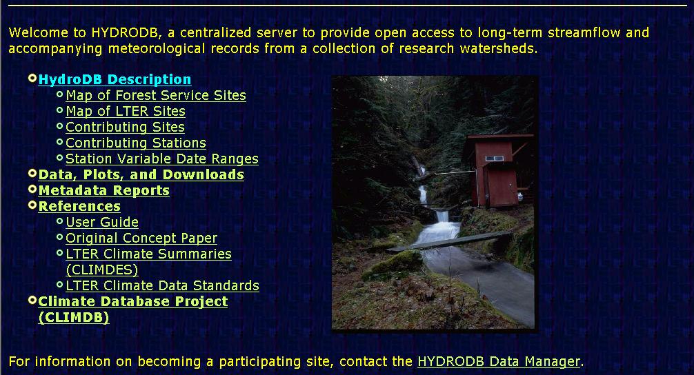 The HydroDB URL is http://www.fsl.orst.